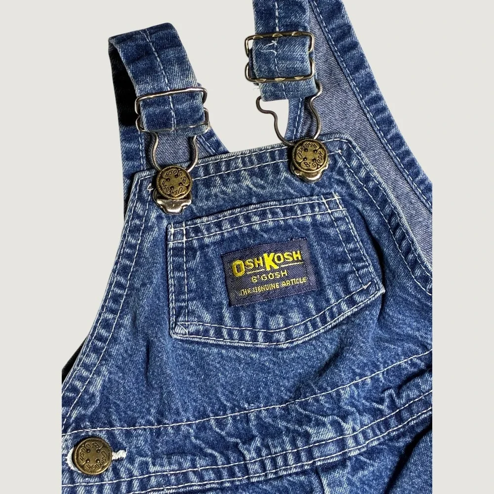 Vintage OshKosh B'gosh Denim Vestbak Overalls Baby Blue Made in USA 6-9M 90s